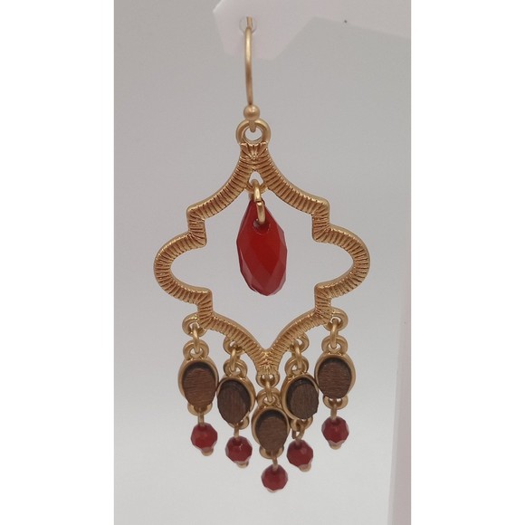 Lia Sophia Cider Gold Tone Dangle Earrings Signed - Picture 2 of 10